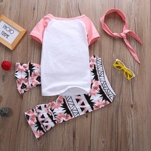 3 Piece Girls Top, Pants, & Headband Set - 3842-1 main image 1